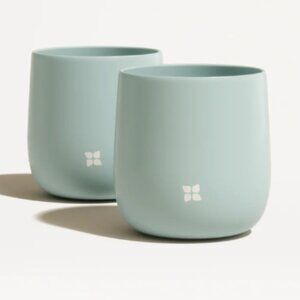 waterdrop  pastel turquoise matte Porcelain Cups Double-Walled Cups ·Set of 2